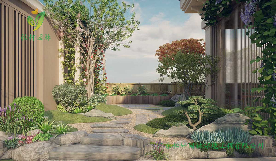 惠州湖畔新城周女士家的别墅花园景观设计效果图